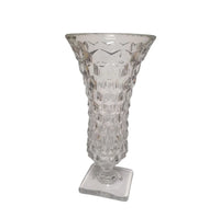 Vintage Fostoria American Crystal Footed Flared Vase Block Geometric Stemware