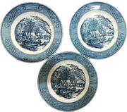 Vintage Dinnerware Set Currier & Ives Royal China Ceramic Plate Bowl Tray Set