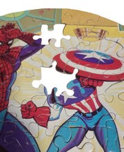 RARE Spiderman Captain America 1974 Marvel Comics 12" Round Jigsaw Puzzle