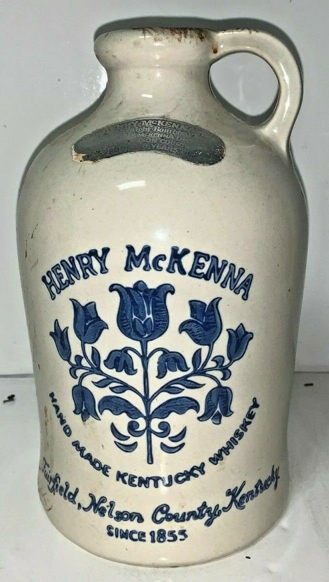 Vintage Henry McKenna Handmade Whiskey Half Gallon Stoneware Jug