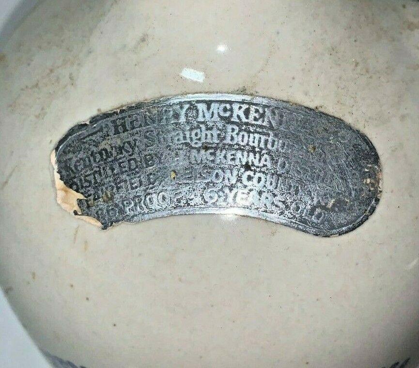 Vintage Henry McKenna Handmade Whiskey Half Gallon Stoneware Jug