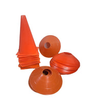 Thirty Six Piece Set Orange White Plastic Training Cones Small Sports Practice