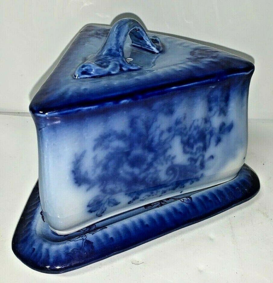 Vintage Flow Blue Early 1900's Cake Cheese Covered Serving Plate