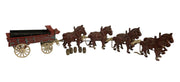 Budweiser Cast Iron Metal Clydesdale Horses and Beer Wagon Wooden Kegs Vintage