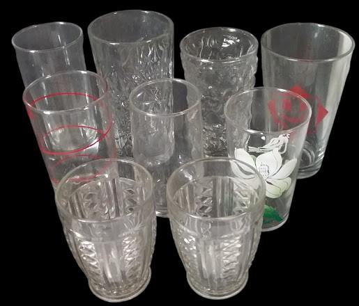 12 Drinking Glasses Various Shapes Sizes Colors and Designs