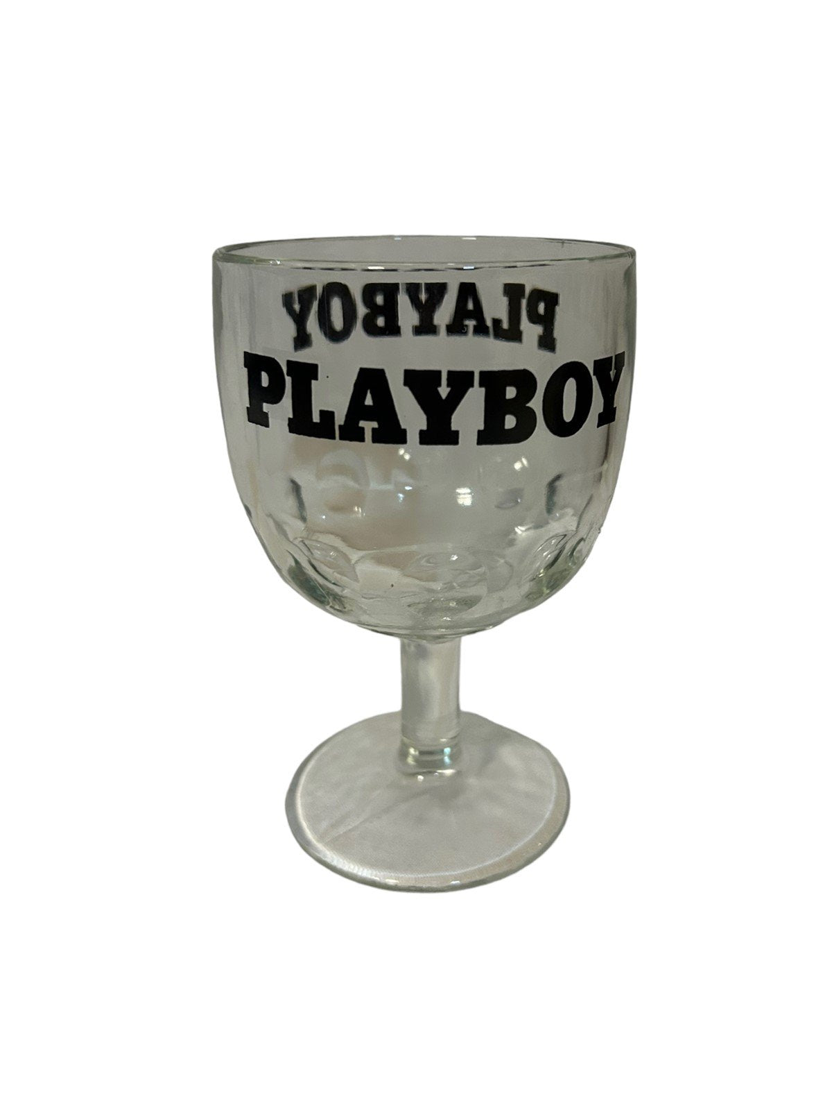 Playboy Bunny 1970s Vintage Hugh Hefner Dimpled Glass Collectible Goblet Glass