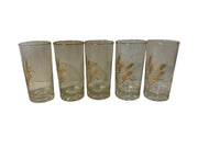 Golden Wheat Homer Glass Laughlin Vintage 1960s 5 Pint Glass and 8 Juice Cup Set