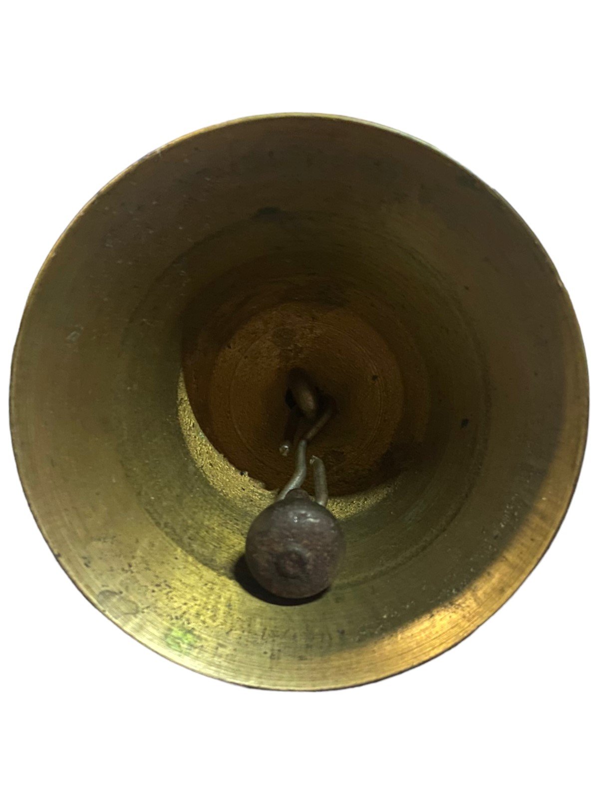 Brass School Bell With Metal Ball and Wood Handle Antique