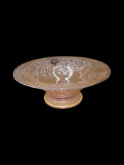 Pink Depression Glass Pedestal Serving Bowl Vintage Indiana Glass Floral Design