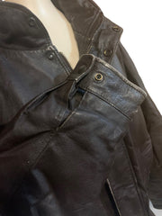 Leather Jacket Conrail Railroads Bomber Style Mens XL Dark Brown Vintage 1999