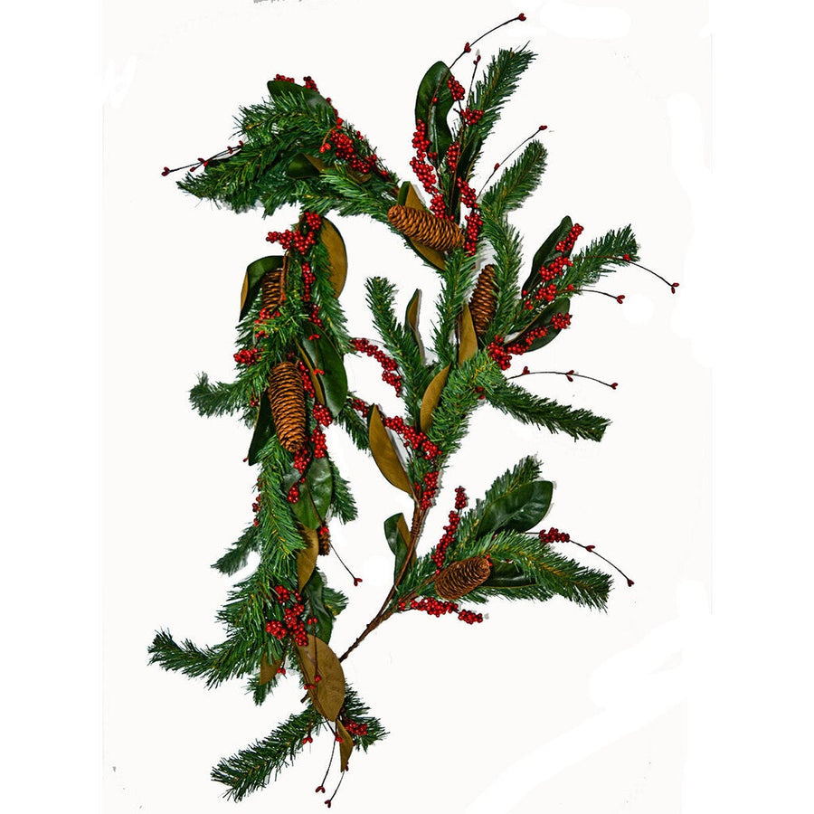 Christmas Garland w/ Red Berries - 55 inches