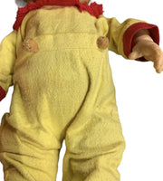 Jolly Toys Doll Vintage Red Yellow Onesie Smiling Blonde Rooted Vinyl Foam Body