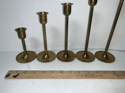 Lot of 5 MCM Vintage Brass Candlestick Holders Tapered Graduated Home Decor