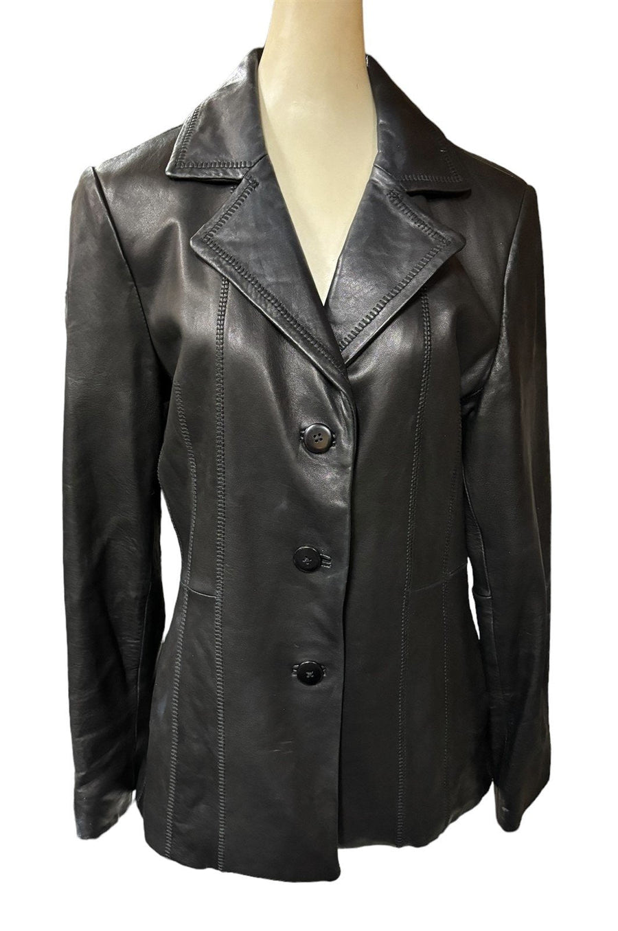 Leather Jacket Avanti Women's Medium Black Coat Genuine Shell