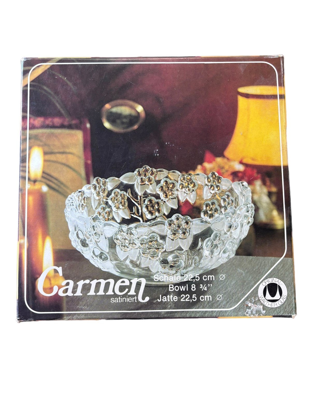 Carmen Satiniert Schale Floral Fruit Bowl 8 3/4 vintage