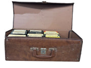 Cassette 24 Slot Case Vintage 18 Cassettes Included Brown Leather