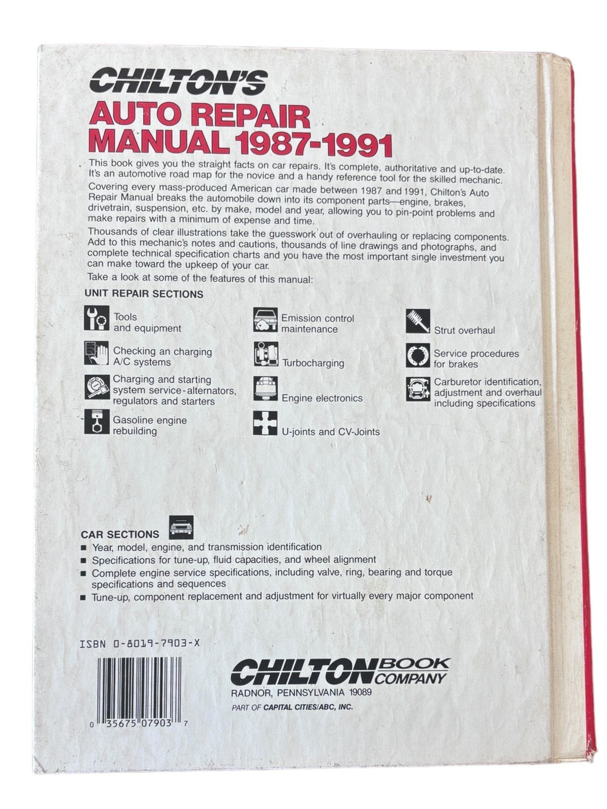 Chilton's Auto Repair Manual 1987-1991 Part No. 7903