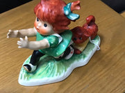 Vintage Charlot Byj/Goebel Figurine of Red Headed Girl and Dog