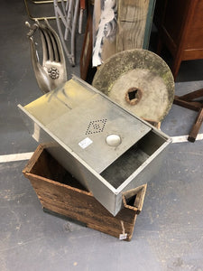 Vintage Metal Bread Box with Sliding Door
