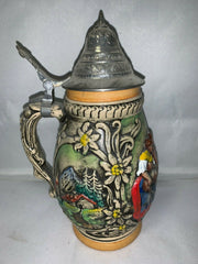 Vintage 1936 10 inch Made in Germany Stamped Stern Wide Lidded Stein