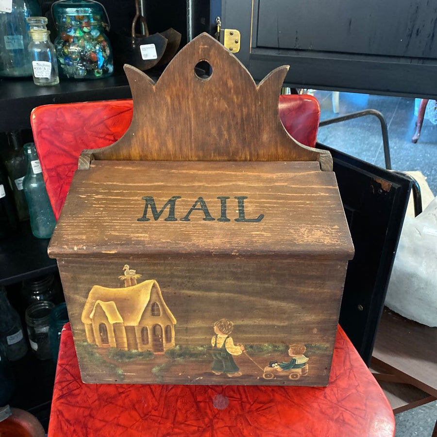 Wooden Mailbox with Hand Painted Scene