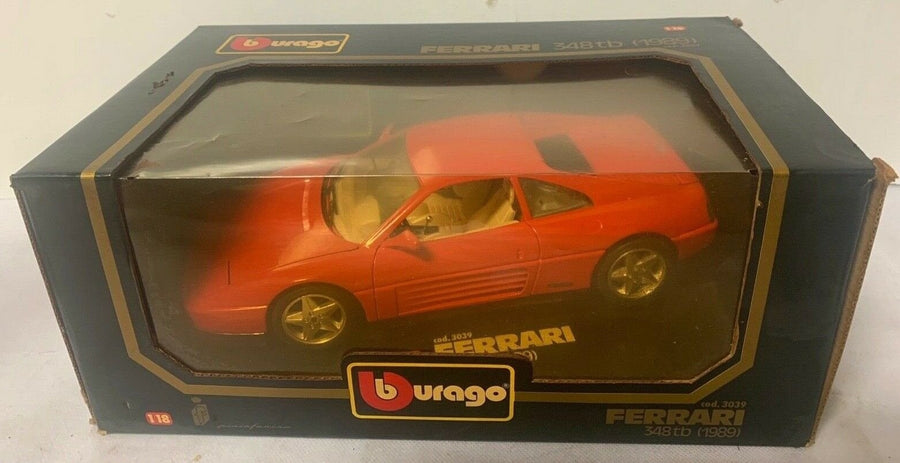 Vintage Bburago Red Ferrari 348TB 1989 Diecast Metal 1/18 Scale Model