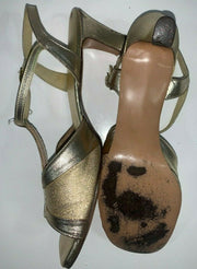 Vintage 1960's Gold Open Toe Strappy Women's Size 9.5 Heels Shoes