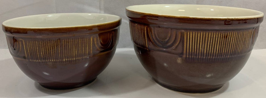 Vintage Brown Hall Pottery Medium and Large Mixing bowls #268