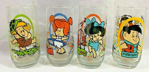 Vintage 1986 Hannah Barbara The Flintstone Kids Set Of Four Glasses