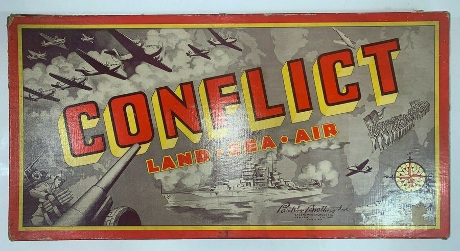 Vintage 1940 Conflict Land Sea Air Parker Brothers Inc. Strategy Board Game