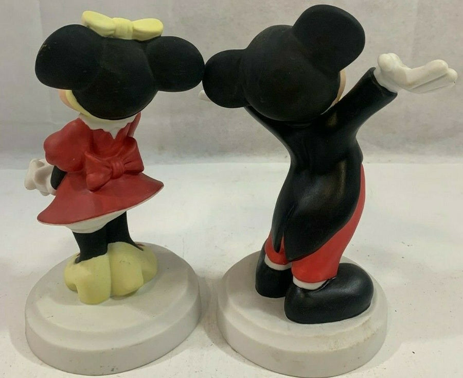 Vintage Porcelain Bisque Matted Mickey and Minnie Mouse Figures Made in Mexico