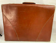 Vintage Large Red Leather Boyle Carrying Luggage Suitcase