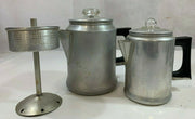 Vintage Worthmore Aluminum Glass Knob Coffee Pots W/ Filter