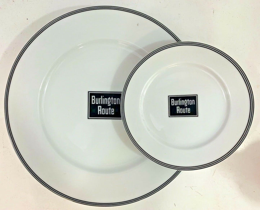 Vintage The Burlington Route Railroad Railway Salad and Dinner Plates
