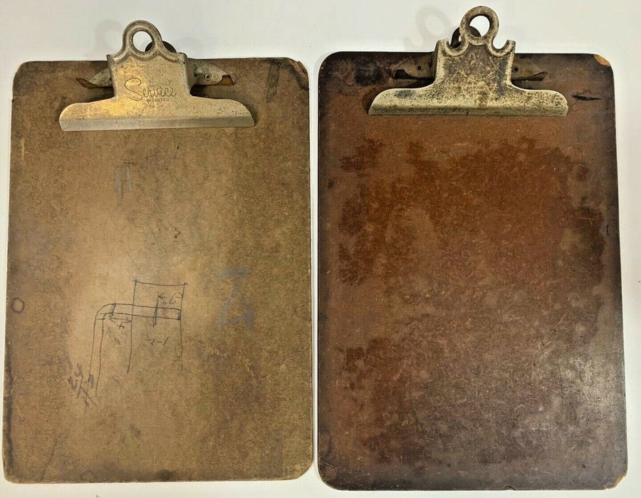 Set of Two Vintage Wooden Clipboards Service Brand Patented