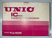 Vintage UNIC IC Mini Cassette Tape Recorder Model TU-505