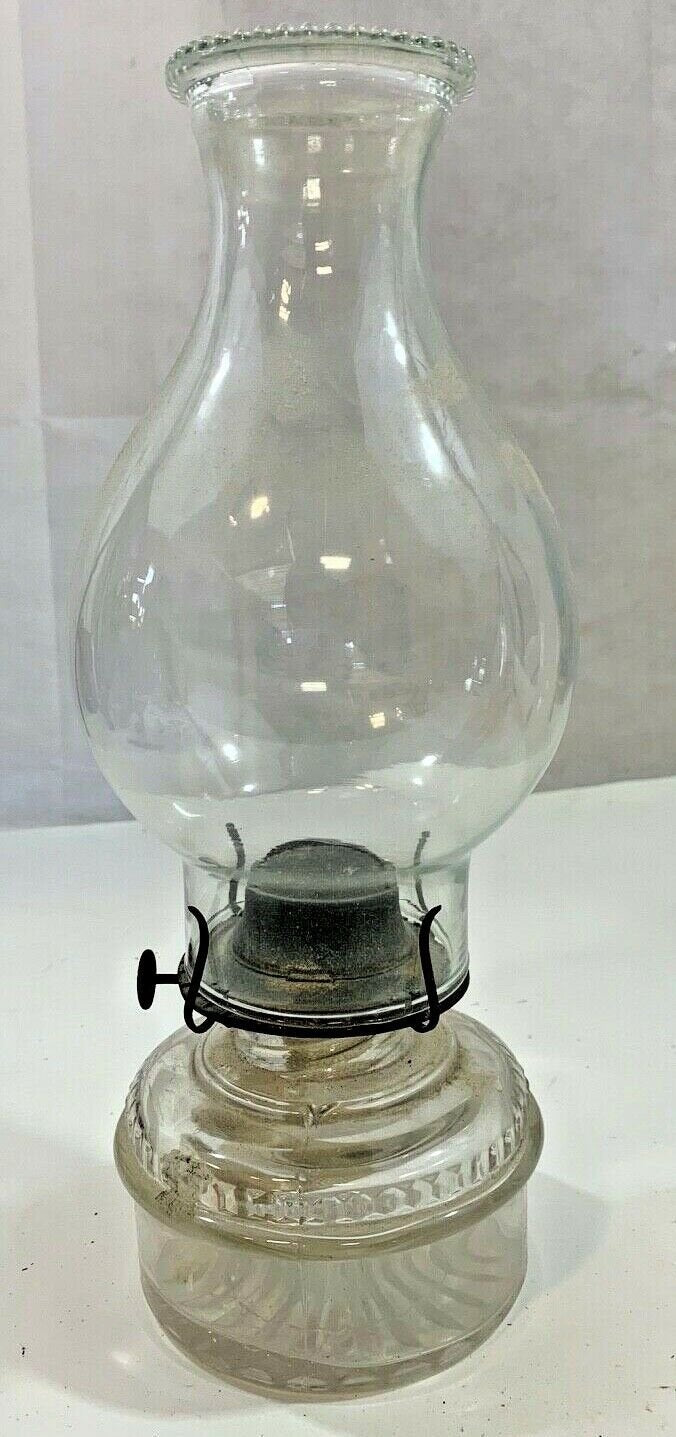 Antique Clear Glass Oil Lamp with White Wick