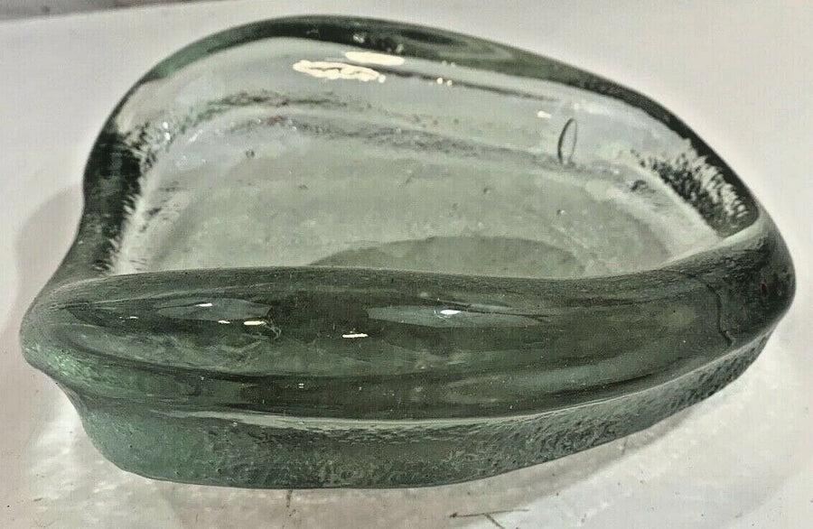 Vintage Mid Century MCM Clear Art Glass Hand Blown Dish Tray