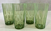 Vintage Imperial Glass Green Drapery Opalescent Tumbler Set 4