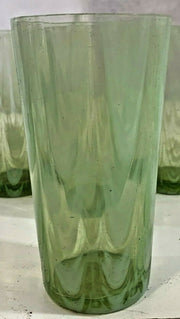 Vintage Imperial Glass Green Drapery Opalescent Tumbler Set 4