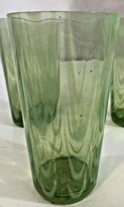Vintage Imperial Glass Green Drapery Opalescent Tumbler Set 3