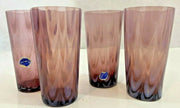 4 Vintage Imperial Glass Brown Drapery Opalescent Tumbler w/ Stickers