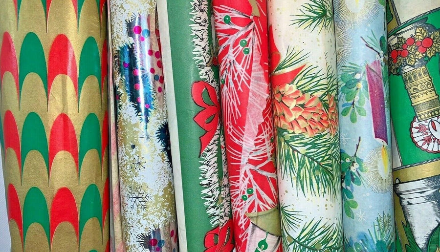 Vintage Lot of 11 Assorted Christmas Wrapping Paper Rolls