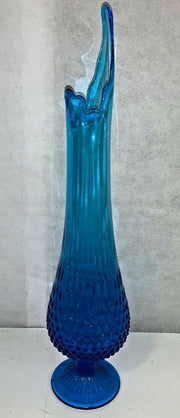 Vintage Blue Aqua Hobnail 20.5 Inch LE Smith / Fenton Glass Vase