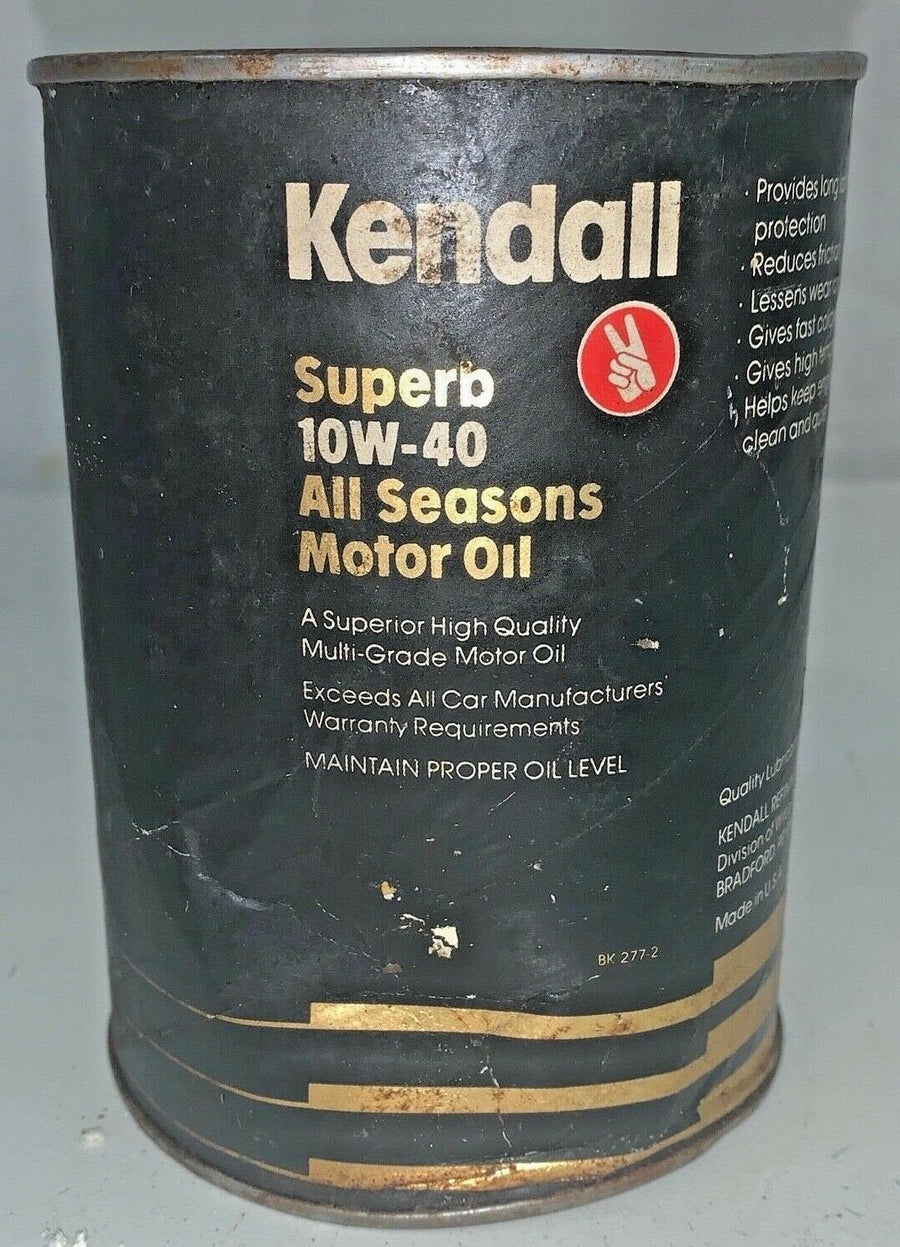 Vintage Kendall Superb 10W-40 All Seasons Motor Oil 1 Quart Can