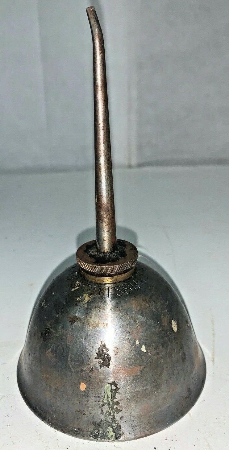 Antique Pittsburgh PA GEM Manufacturing Co 6.5 Inch Thumb Pump Oil Can