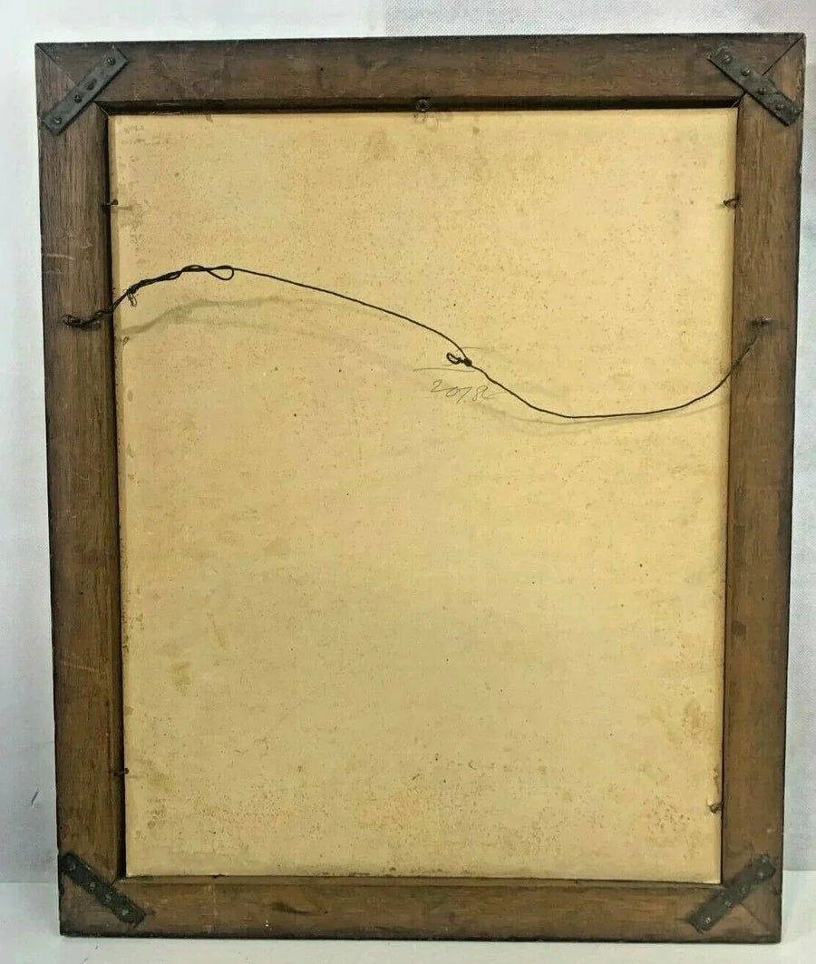 Antique Drawing Sketch Print of Soldier in Uniform Framed