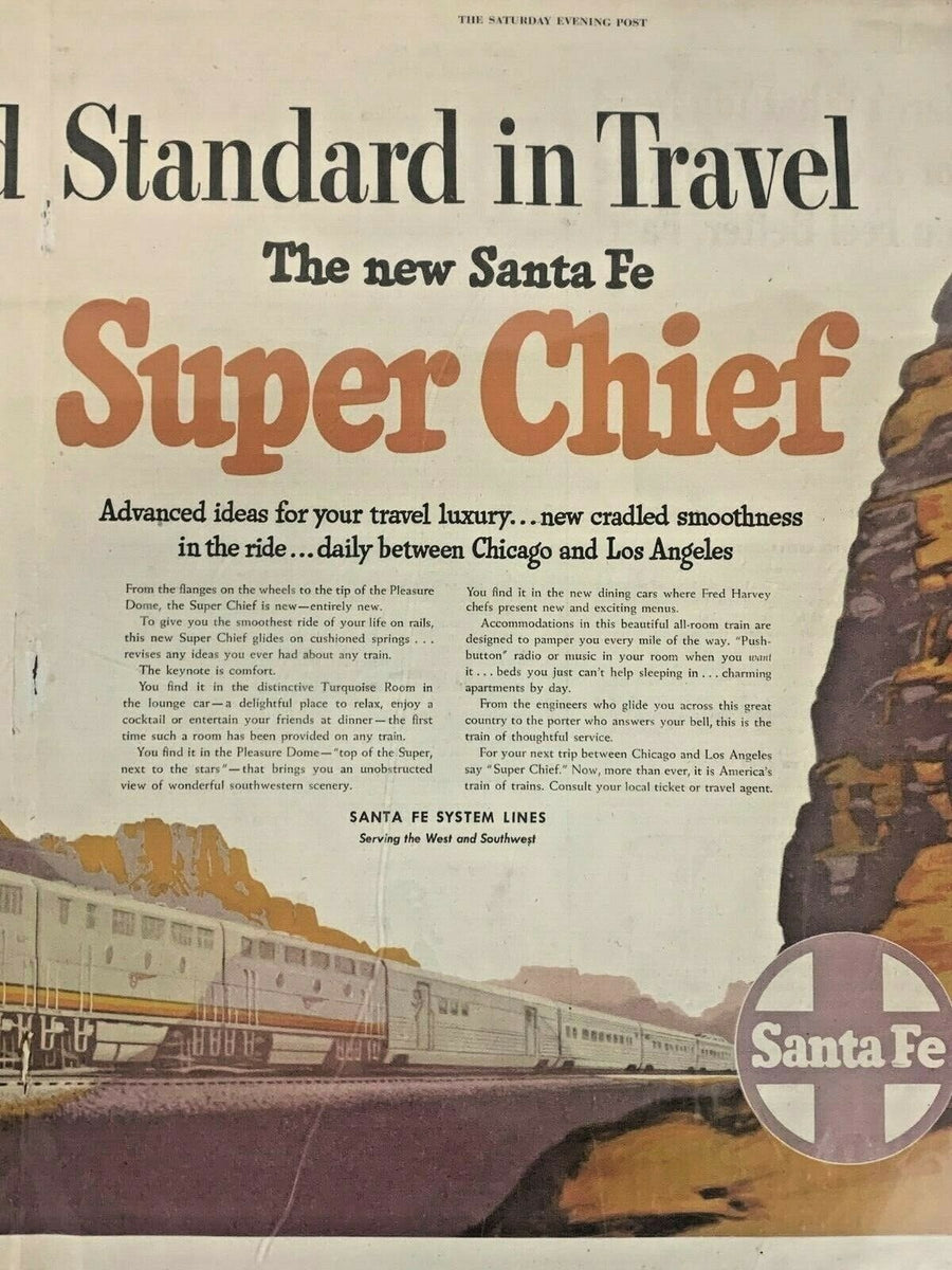 Antique Santa Fe Railway Super Chief February 1951 Newspaper Picture Framed