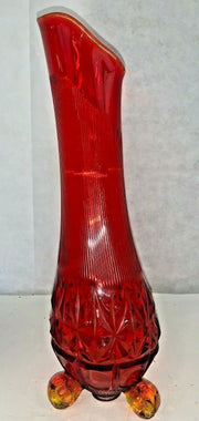 Vintage Amberlina Cut Art Glass 17 Inch Vase