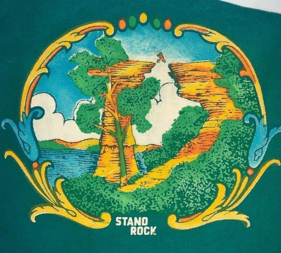 Vintage Wisconsin Dells Stand Rock Green Felt Pennant